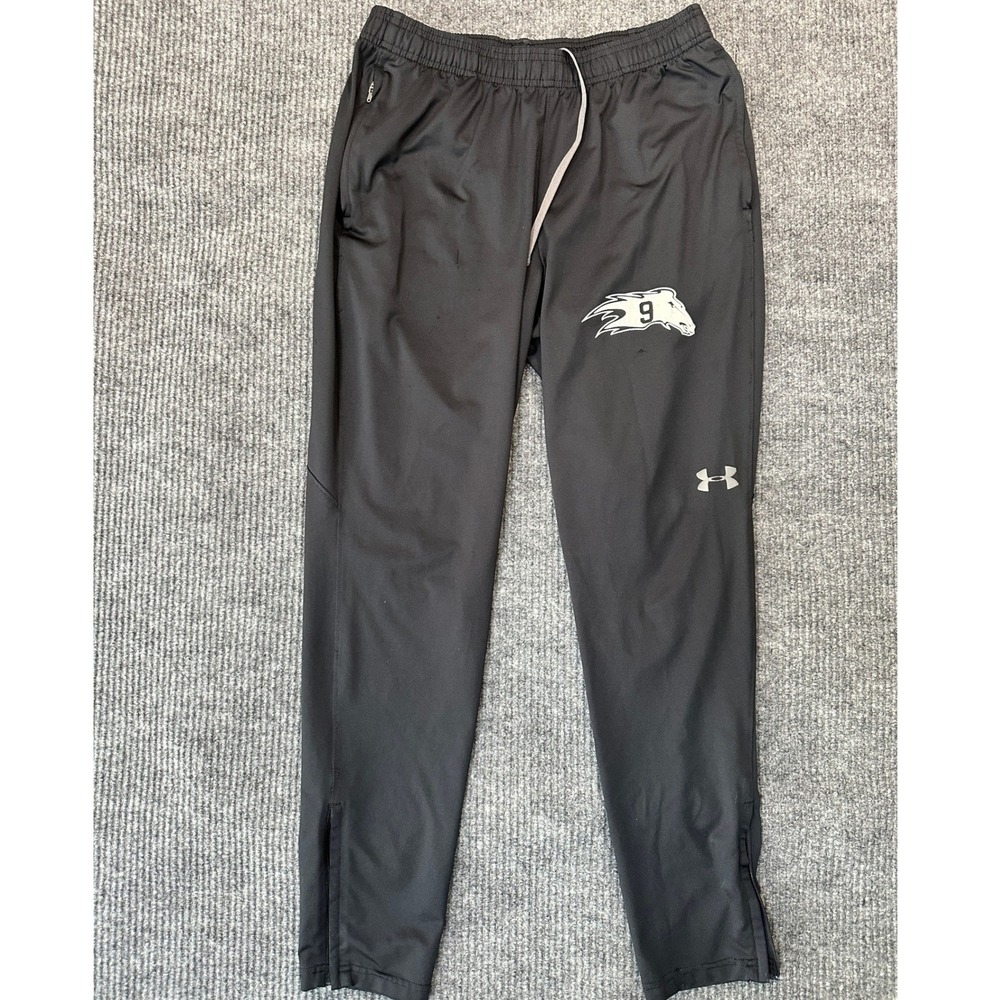 Under Armour Fitted Track Pants Large Black‎ Ankle Zip Athletic Joggers